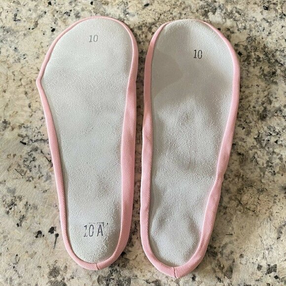 Dance Slippers Size 10 Suede Leather, Nylon, Cotton Pink Washable. - Picture 2 of 2